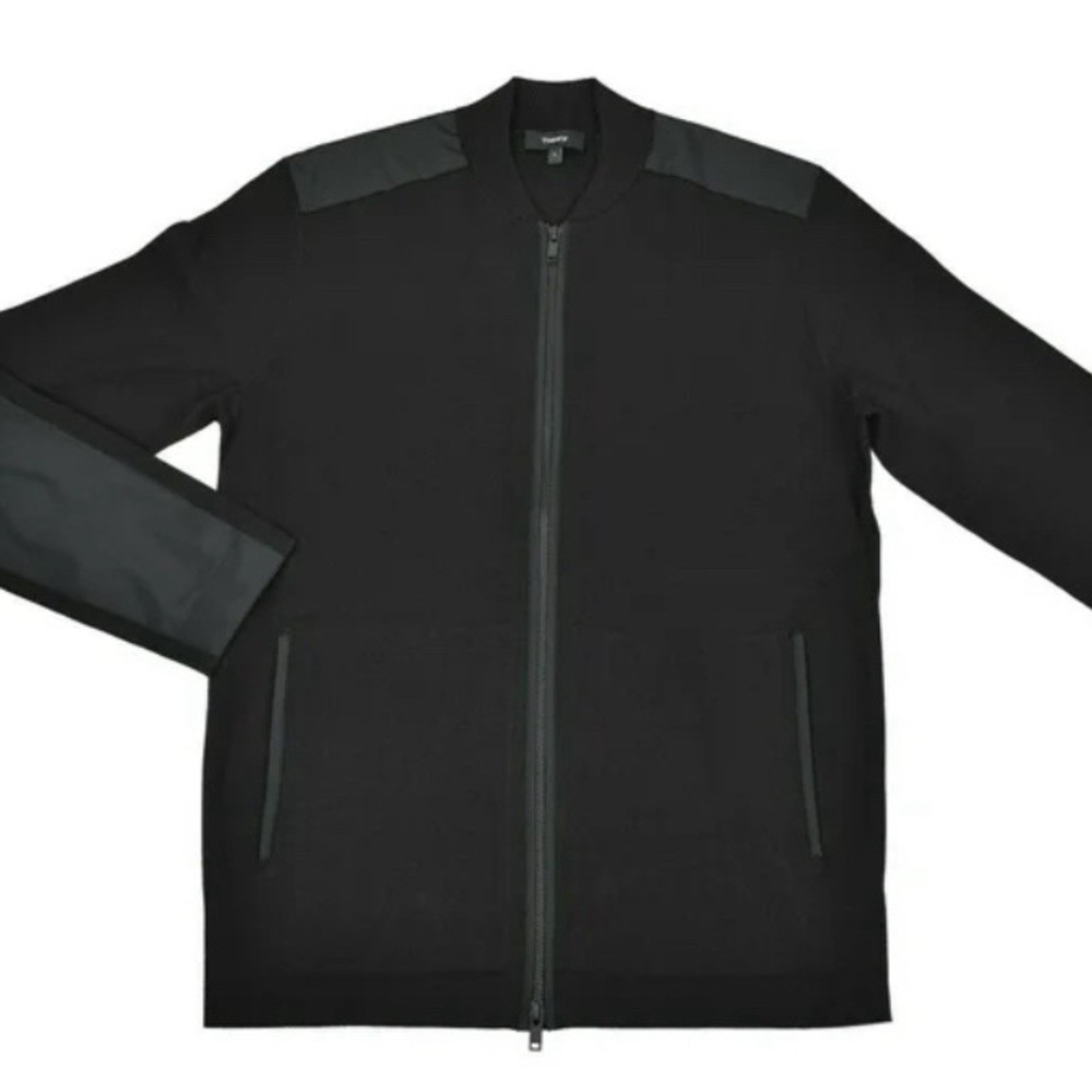 NWOT Theory Men’s Zip Up Mixed Material Cardigan - Thadd O Bilen